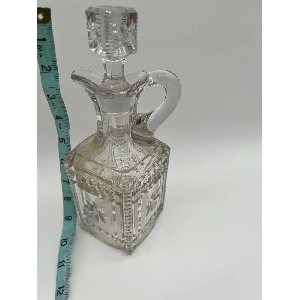 Antique Model Flint Glass Co Grace Pattern Decanter w/ Stopper EAPG, Circa 1885